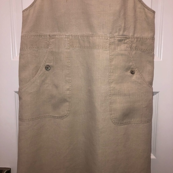 Vintage J. Jill Taupe 100% HEMP Lagenlook Tank Apron Maxi Dress sz SP S P - Picture 3 of 6
